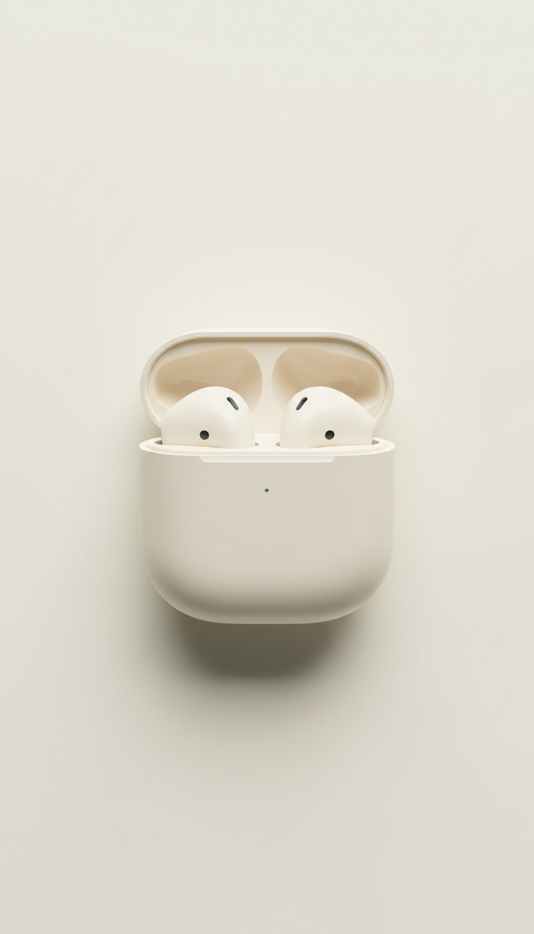 Cream Wireless Earbuds With Case